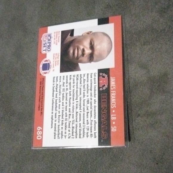 James Francis NFL pro set 1990 draft pick rookie Cincinnati Bengals card - Picture 2 of 3